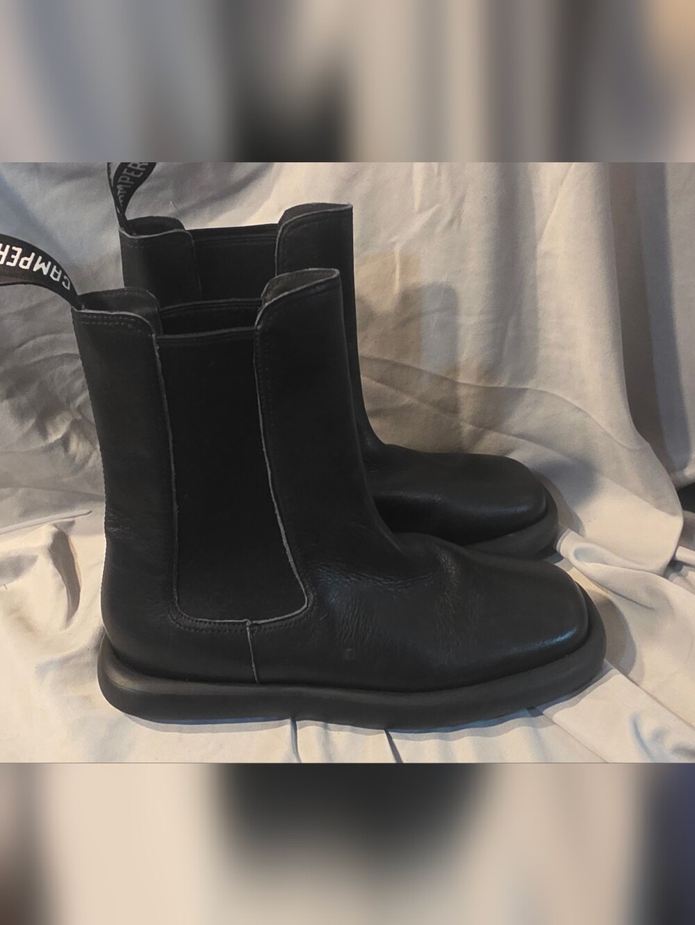 Camper Onda Ankle Boots Black Leather Women SZ 40 US 9 NWOB Defects